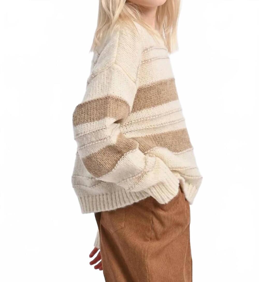 NEW MOLLY BRACKEN kid's long sleeve stripe sweater in cream